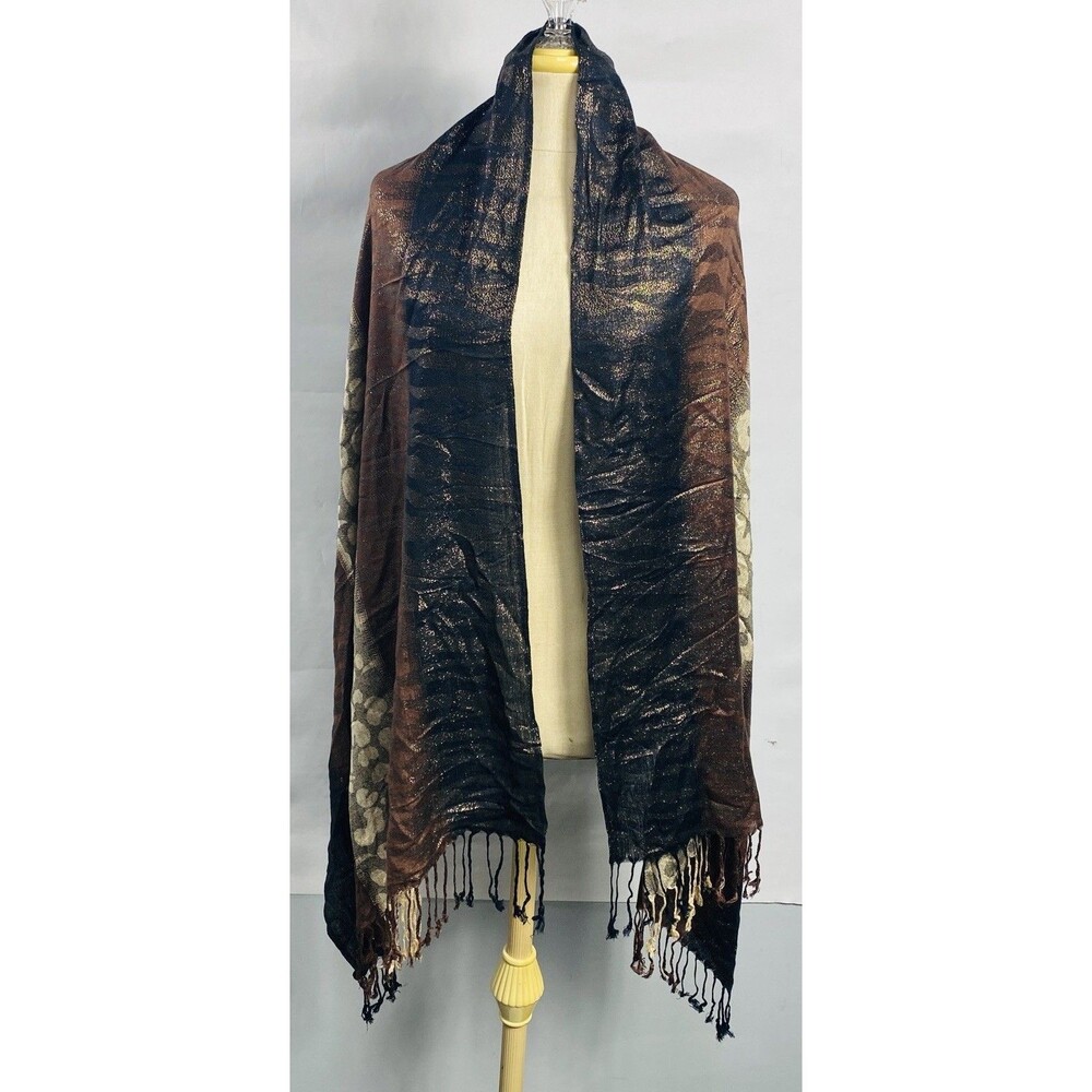 Vintage Kasper Shawl/Scarf Golden Mettalic 74”x27” - Picture 2 of 3